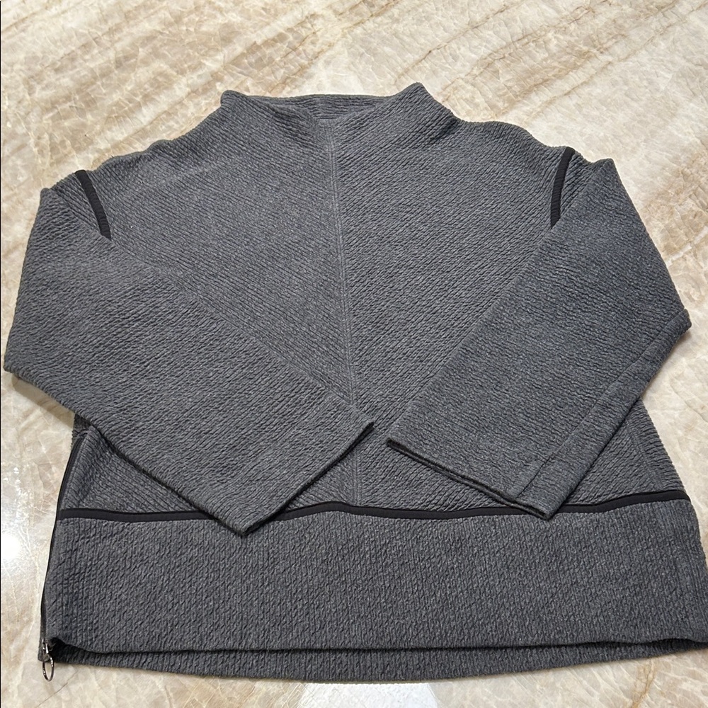 Lululemon On Repeat Mock Neck Dark Grey Pullover Sweatshirt | Side Zip | Sz 8